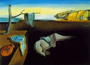 A festmény Salvador Dali híres alkotása, melynek címe: Az elfolyó idő.